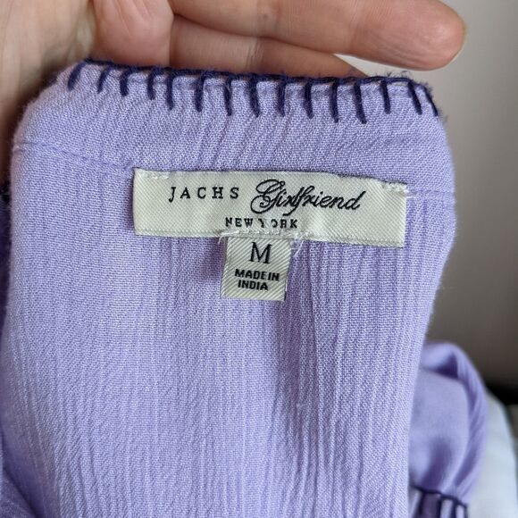 Jachs girlfriend boho faux wrap blouse lilac embroidered Medium @K1 - Picture 8 of 11